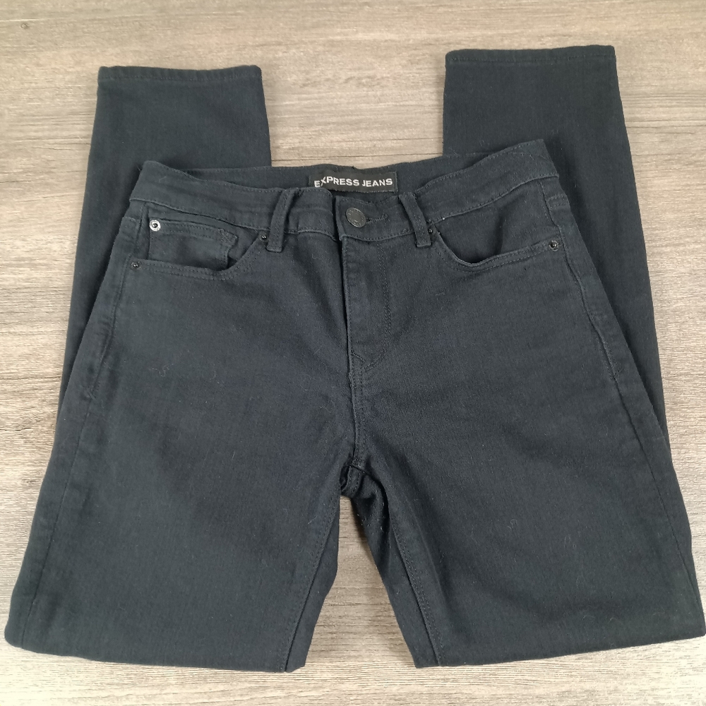 Express Skinny Mid Rise Black Jeans Size 6